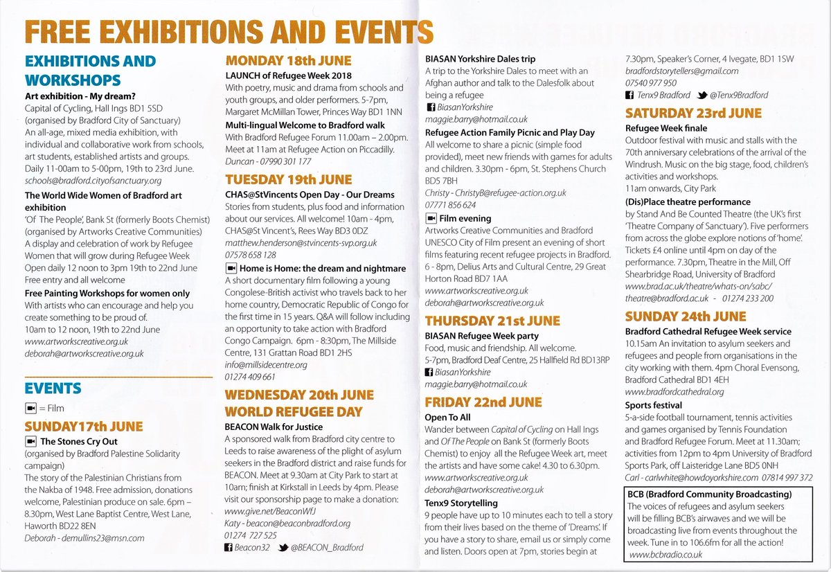 Free exhibitions and events in Bradford City Centre 18-24 June 2018. Check it out