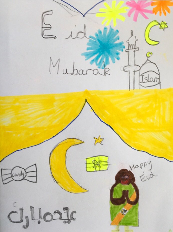 SPFJuniorSchool's tweet photo. Eid Mubarak! Y4 pupils have made cards for Eid al Fitr, as part of their study of Islam. @SPFRSP @SPFSchools https://t.co/48qrr9QGfJ
