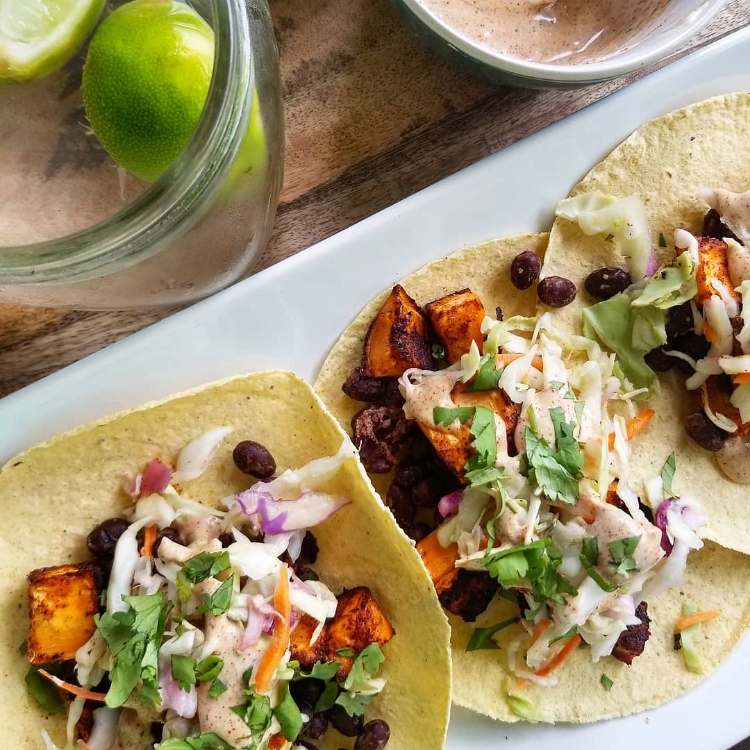 VeganTurnedOn's tweet photo. Throwback to last weeks @PurpleCarrotXO roasted sweet potato tacos! I have gotten 3 boxes this year (9 recipes) and this one has to be one of the best! #TBT https://t.co/mWoMZCCxD8