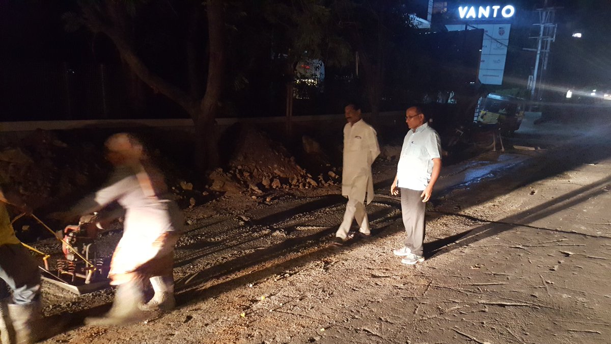 HMWSSB@onlinesir, CC Road Restoration work is doing now at NBT KAMMAN in Road number 12 Banjarahills on 450mm MS water supply line-cgm2