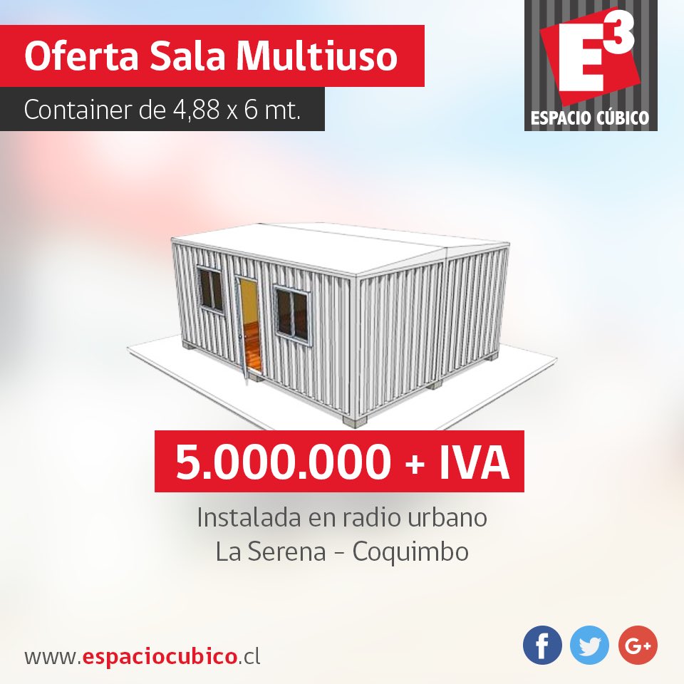 EspacioCubico's tweet photo. 🔴 #SalaMultiuso con instalación gratis en radio urbano #LaSerena - #Coquimbo. Consultas y ventas: https://t.co/6IYeZFR4zG #Containers #ProyectosModulares @TodoRTChile @datoslaserena 🏗 👷🏻♂️ 👷🏻♀️ https://t.co/T1QHKs1bnq