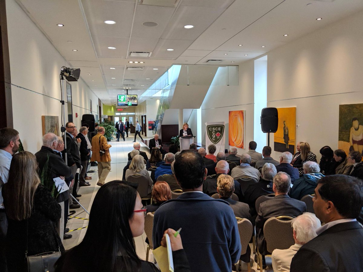 Awesome turnout for the annual historic commemoration at #CSCE2018. Fredericton's William L. Barrett Water Treatment Plant constructed in 1883 is being recognized as a National Historic Civil Engineering Site.