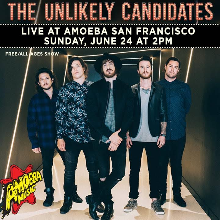 AmoebaSF's tweet photo. JUST ADDED: The Unlikely Candidates (@tucband) play live &amp; sign their new deluxe EP #DangerToMyself at Amoeba SF on Sunday, June 24th at 2pm! Free/all-ages. https://t.co/JrOSc4fXhF https://t.co/PNzixDPDuH