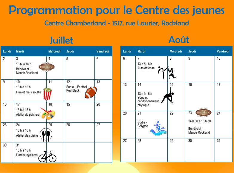 Programmation pour le Centre des jeunes goo.gl/NJmsbU