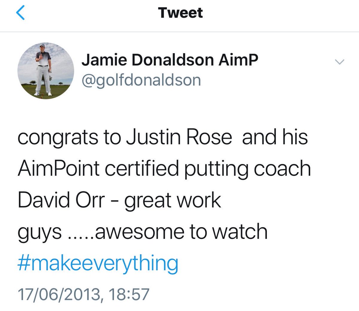 markbentleygolf's tweet photo. @BellySavalas74 @uandicoaching @DJohnsonPGA @AimPointGolf Yes he did ππΌ Adam Scott won The Masters in the same year. #aimpoint #USOpen2013 https://t.co/X2QYlppNs4