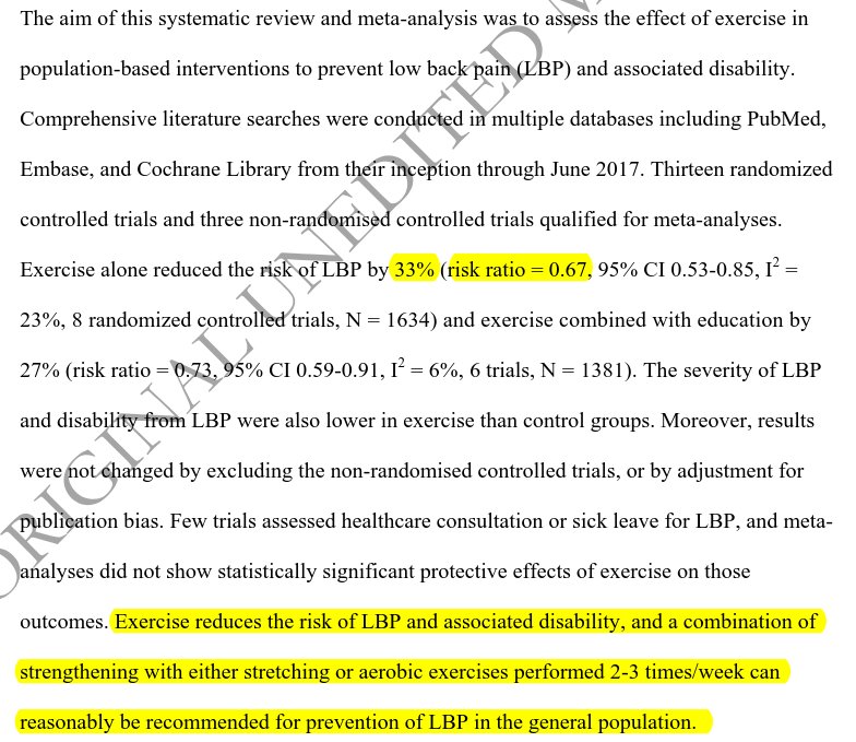PhysioMeScience's tweet photo. Exercise for the Prevention of Low Back Pain: Systematic Review and Meta-Analysis of Controlled Trials 

https://t.co/fYvVRGQ7oA https://t.co/BQIJk1ZMlr