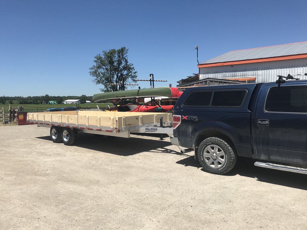 Here is another great Millroad Manufacturing trailer with custom ordered stake rails leaving with a happy customer. Come in and get a quote for the best quality trailer of your dreams.