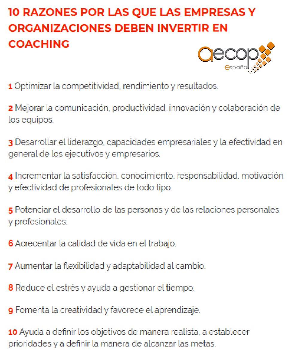 Psicoach360's tweet photo. 10 razones por las que #Empresas y #Organizaciones deben #Invertir en #Coaching.
@aecopcoaching #CoachingEjecutivo #Optimizar #ROI #Empresa https://t.co/WNBm1V8W2X