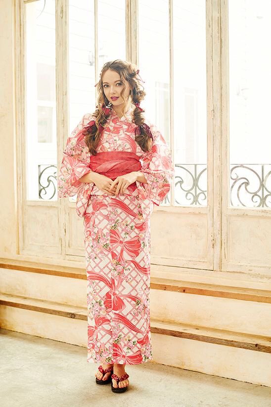 新品 未使用 Maison de FLEUR 浴衣・帯セット Maison de FLEUR - 只今予約*3点セットオーダメイド作り帯花