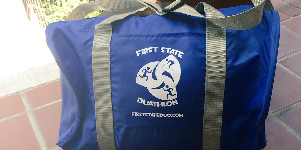 Check out the duffel bag #swag our competitors will be getting at our #FirstStateDuathlon next month at @BellevueSP! Sign up to compete as an individual or 2- or 3-person relay team today! Support Team <a href="/UrbanBikeDE/">Urban Bike Project</a> <a href="/DEBreastCancer/">DE Breast Cancer</a> #duathlon #firststateduo runsignup.com/firststateduo