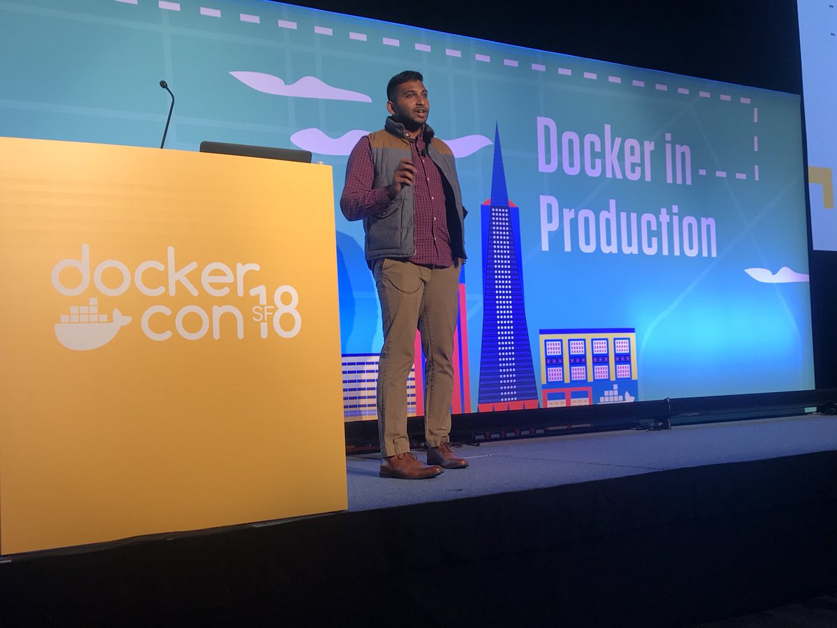 iamalexrhea's tweet image. Awesome talk with one of @Cloudreach’s customers using @Docker in production at @DockerCon! Excited to finally share their story. Shout out to @KPisharodi and @jpolumuru for doing an awesome job. #DockerCon2018 #DockerSwarm