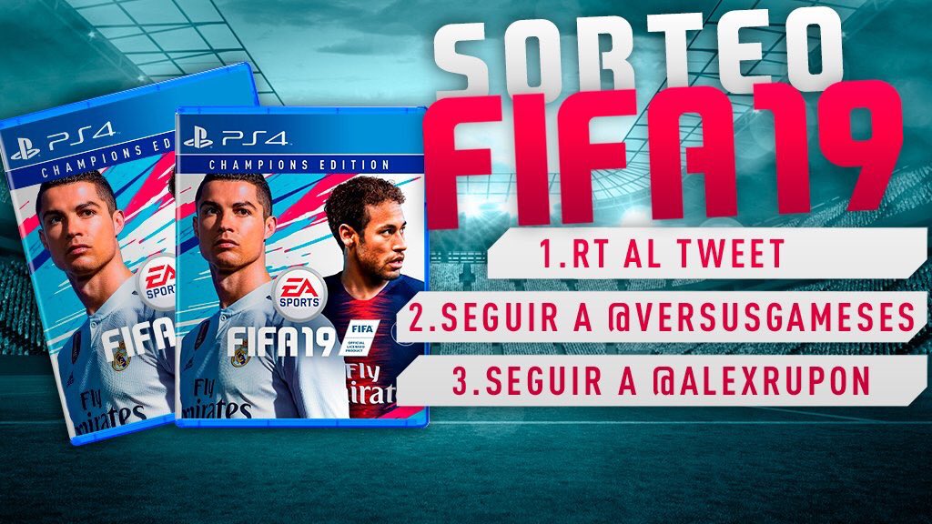 ⚽ ¡SORTEO DE FIFA 19 CHAMPIONS EDITION! ⚽

✅ RT a este TWEET
✅ SIGUE A @alexrupon 
✅ SIGUE A <a href="/VersusGamesES/">Versus Games Store</a>

¡SI MENCIONAS AMIGOS TIENES DOBLE OPORTUNIDAD! 😏

¡Mucha suerte a todos!