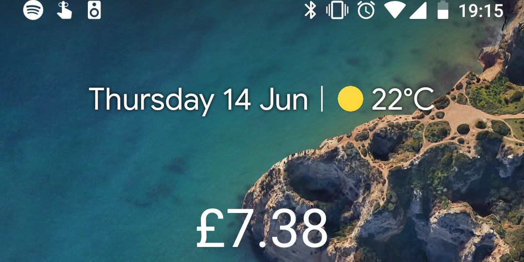 _OliHuntington's tweet photo. After a week tinkering with the @IFTTT @monzo integration, I now have a real-time dynamically allocated daily budget on my phone home screen! And yeah... only £7 left for today 😅 https://t.co/bOFVCtbBmh