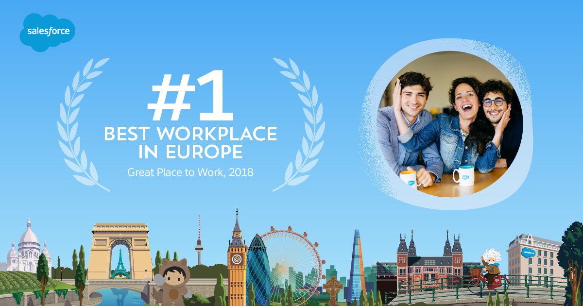 salesforcejobs's tweet photo. Wow! We are honoured! Salesforce has been named the #1 Best Workplace in Europe by our #SalesforceOhana and Great Place to Work®. It's been an exciting year for Salesforce EMEA. Find out why: https://t.co/EcIcDTaaqU https://t.co/pOq6pezmje