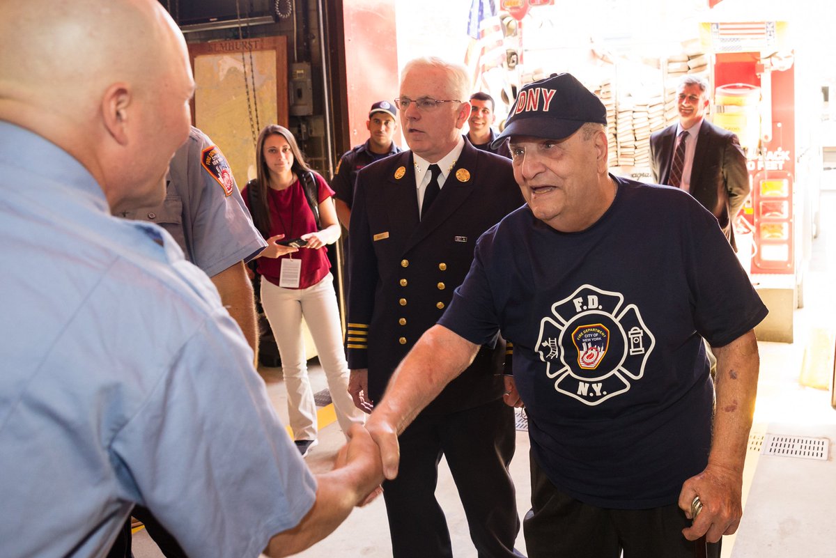 FDNY's tweet photo. Thank you @yankees and @wishofalifetime for bringing retired #FDNY Firefighter Sal Reale to #Ladder136, and to tonight’s game, as part of #HopeWeek https://t.co/Au5vXXhbDg