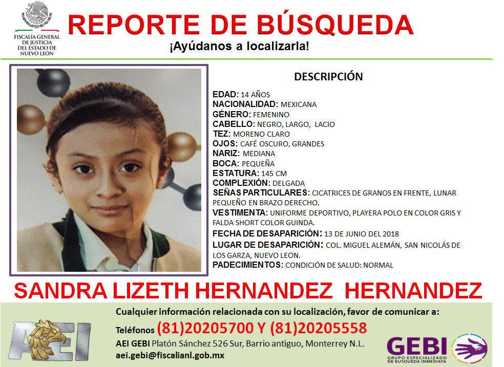 Ayudanos a localizarla. 
#ALERTAMBER <a href="/Cicmty/">CIC</a>