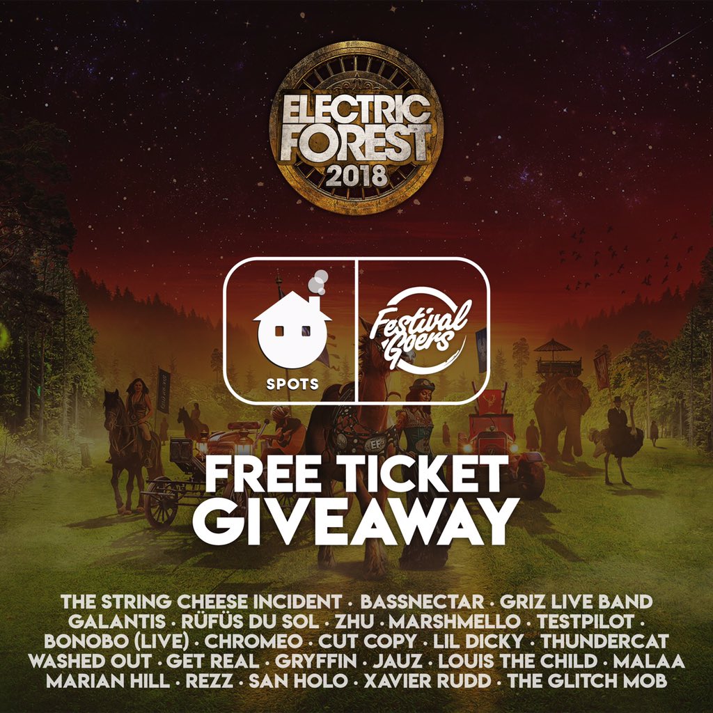 FestivalGoers_'s tweet image. Last Min @Electric_Forest GIVEAWAY ⚡️🌲

@_FestivalGoers x @SpotsMobile are teaming up for your chance to win (2) tickets to @Electric_Forest! 😱

Spots is your pocket guide to #FestivalSeason! 

1. FOLLOW: @SpotsMobile &amp;amp; @_FestivalGoers

2. RETWEET

That's it GOODLUCK!