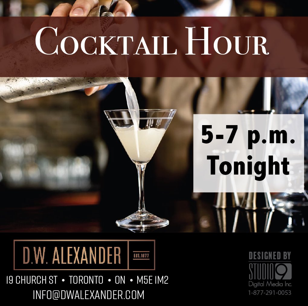 DWAlexanderTO's tweet photo. Thankful it's Thursday? Come have a relaxing drink during Cocktail Hour at DW Alexander
#cocktails
#TorontoEntertainment
#TorontoBars
#TorontoCocktails
#TorontoNightLife
#TorontoLife
#Toronto
#CuriocityToronto
#FineCocktails
#DWalexander
#DWalexanderTO
#DowntownToronto
#lounge https://t.co/kcqy6NjkG8