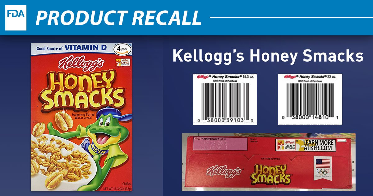 Honey Smacks PRODUCT RECALL ALERT Kellogg’s is recalling Honey Smacks