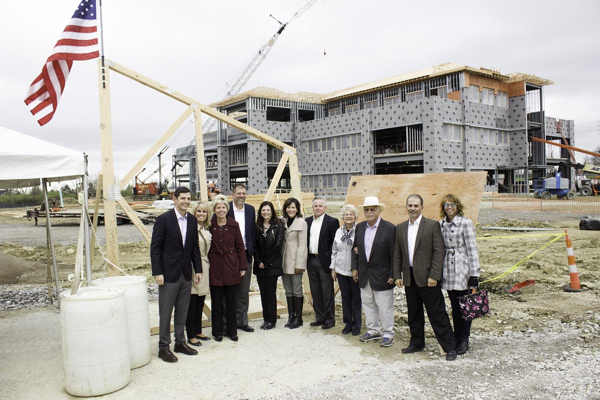 RumpkeNews's tweet photo. Celebrating #FlagDay with a few pictures from April 2018 of the Rumpke family during the “topping out” ceremony of our new corporate HQ in Colerain Township, signifying the midway point of construction. https://t.co/aeFrAJEt4c