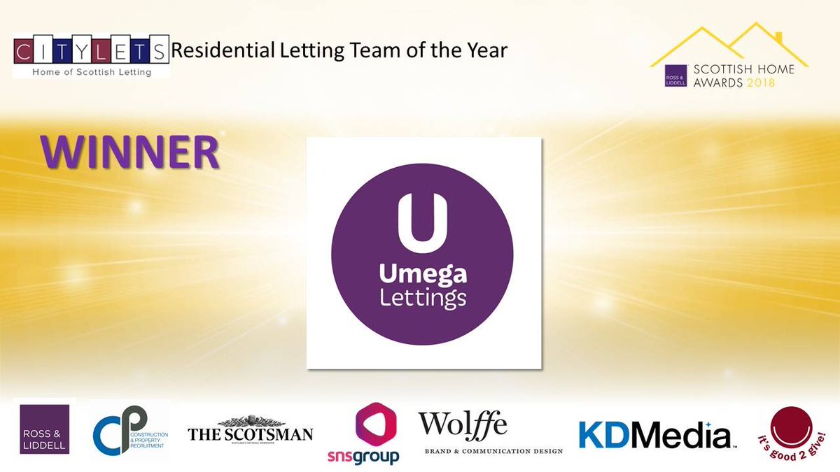 homeawards's tweet image. The WINNER of the Residential Letting Team of the Year sponsored by @Citylets is @UmegaLettings #homeawards18