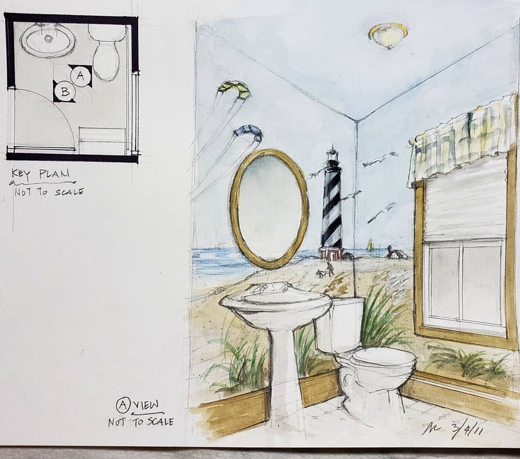 WondrousWalls's tweet photo. My #mural #sketches for the “Cape Hatteras Lighthouse” 😃✏️🖌🎨😀 #watercolor #drawing #design #bathroommural #decorativepainting #art #artwork #painting #sketchidea #keyportnj #artist #muralist #wondrouswalls https://t.co/FYfxL56ctA