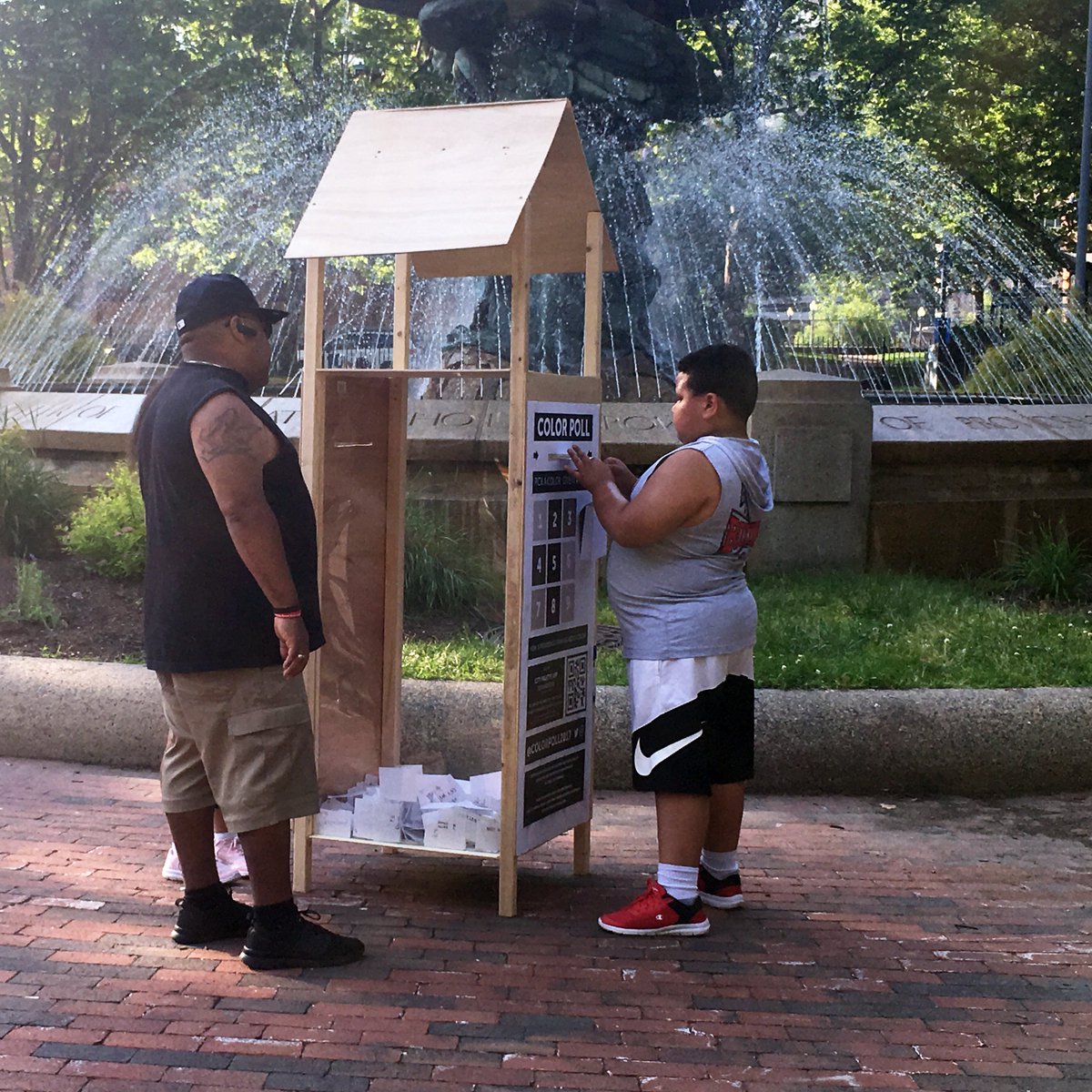 b_lts_'s tweet photo. My three favorite shots of people engaging with Color Poll at PVD Fest last weekend. Huge thanks to Jen Smith and @KennedyPlazaPVD for your support in realizing this installation. Explore Color Poll on twitter and instagram at @ColorPoll2017. https://t.co/VbtJZ7OAK2