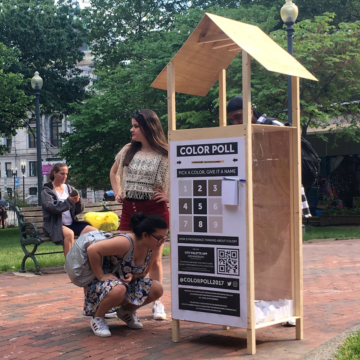 b_lts_'s tweet photo. My three favorite shots of people engaging with Color Poll at PVD Fest last weekend. Huge thanks to Jen Smith and @KennedyPlazaPVD for your support in realizing this installation. Explore Color Poll on twitter and instagram at @ColorPoll2017. https://t.co/VbtJZ7OAK2