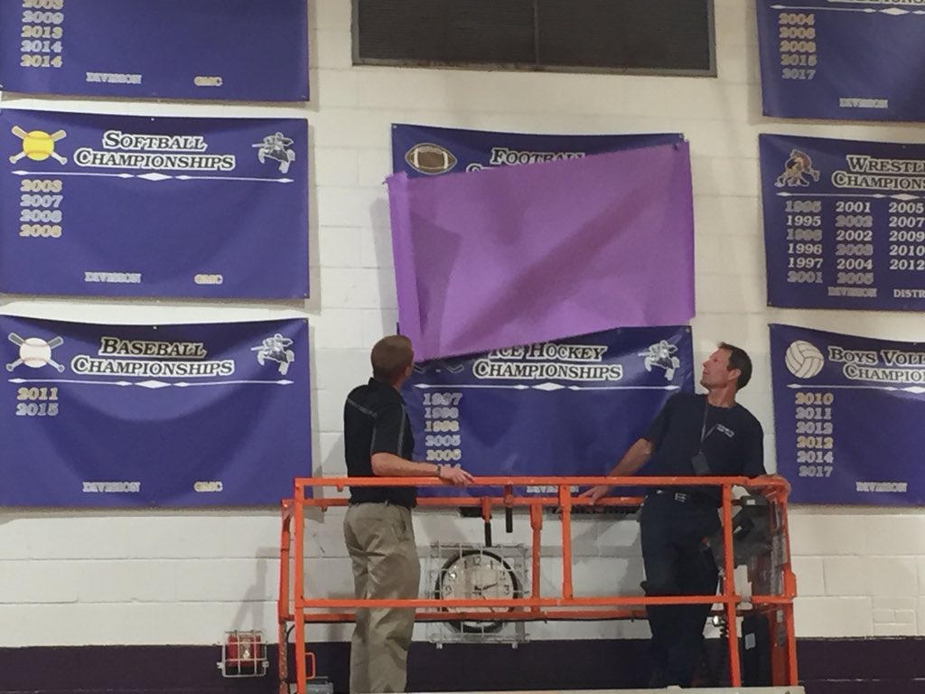 CoachAlspach's tweet photo. Being a champion is something that can never be taken away from you. Today we unveiled our 2017 GMC Red Divison Championship banner, well earned by a great group of kids! #TCS #FAR #OBVF πππͺπ» https://t.co/gsoNxlYtDN