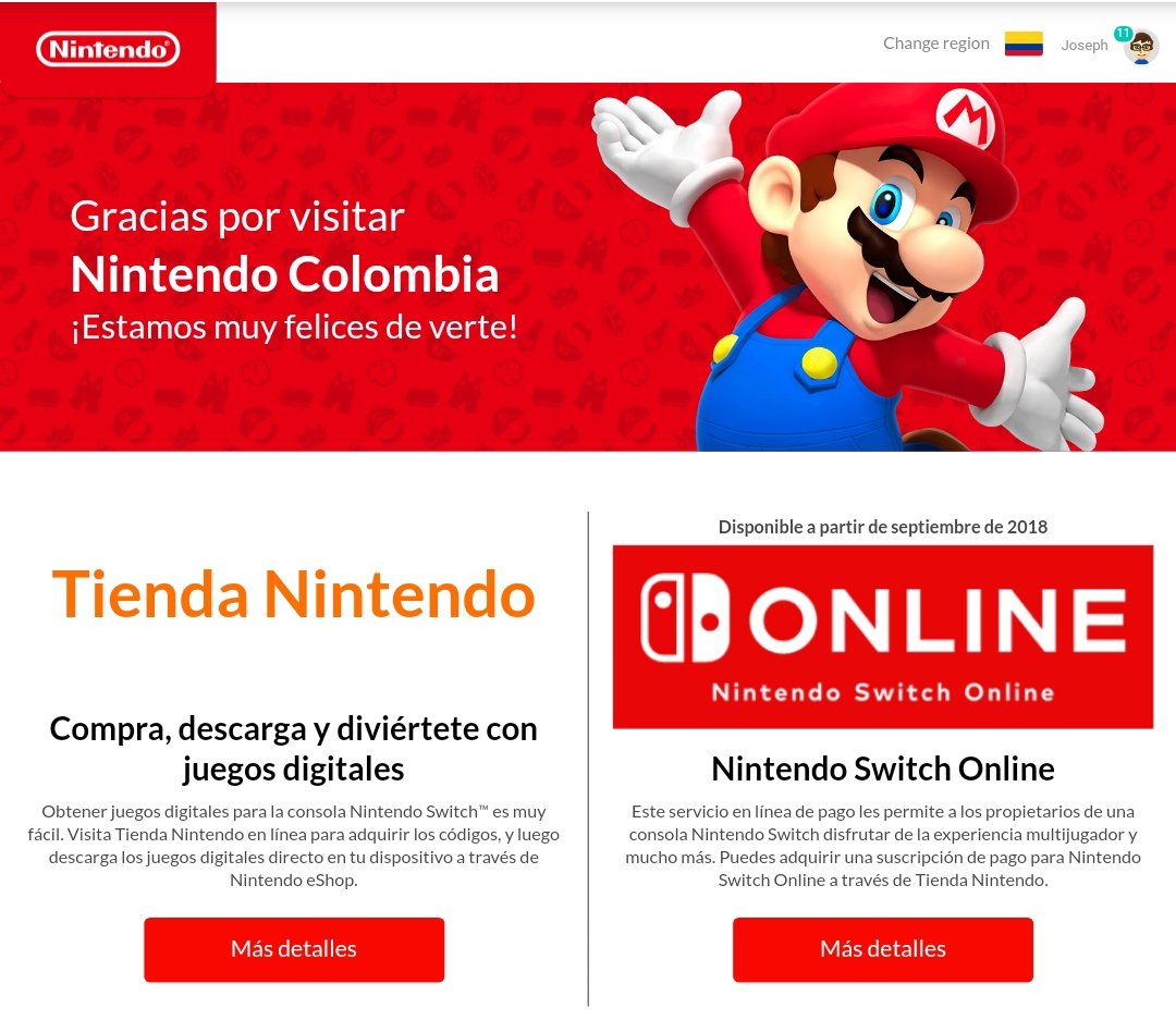 Nintendo abre tienda de juegos digitales en Colombia y otros