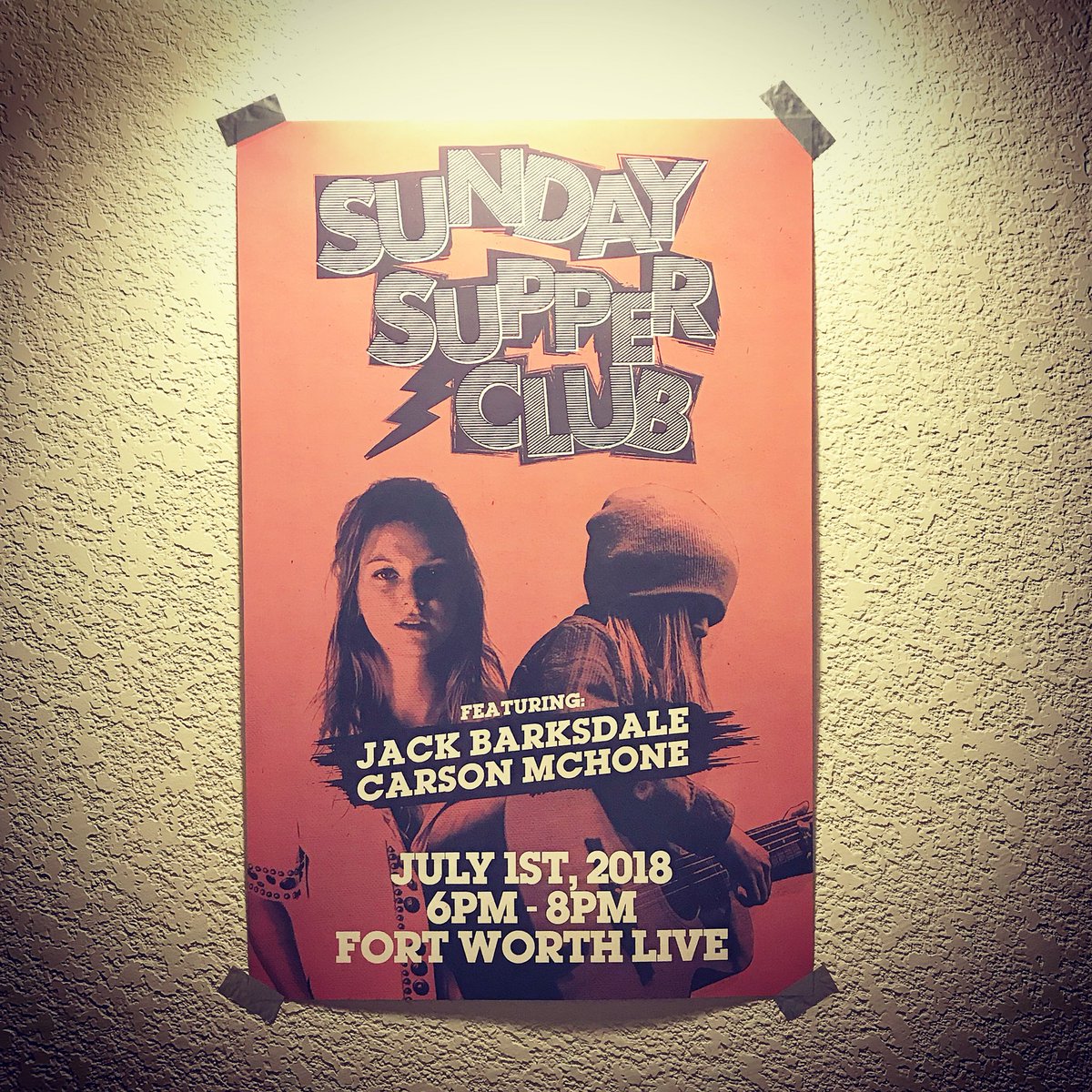 JackBarksdaleTX's tweet photo. Posters for the July 1st show with @CarsonMcHone13 at @fortworthlive came in today. #hearfortworth #supportlivemusic #carsonrocks https://t.co/qRSGJ23b6c