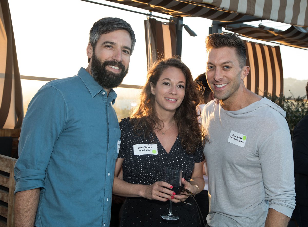 WGAWest's tweet photo. .@BookClub screenwriters Bill Holderman @200bill &amp; @Erinsimms9 and @DarkestMinds screenwriter @chad_hodge on the deck at WGAW’s #BehindtheScreen summer 2018 reception at @RoofonWilshire – Bar Sponsor: @finaldraftinc – Photo: Michael L. Jones https://t.co/l8LQwNZ1Sn