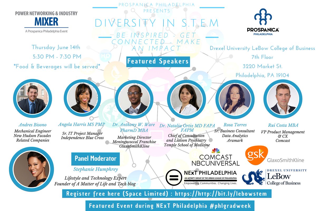 A full house of young Africans American and Latinx professionals at the Diversity in #STEM hosted by <a href="/ProspanicaPHL/">Prospanica Philadelphia</a> .  Thanks to @lebowcollege for your commitment to Diversity and Inclusion in the city #BeTheMovement #EducationJobsJustice #PHLGradWeek #philadelphia