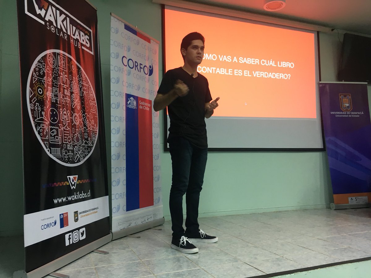 wakilabs's tweet photo. A esta hora Sebastian Cuellar de Criptosolar, ganador de la pasado #FiebreDelSol, explica qué es el Blockchain.
#Arica #UTA #Corfo https://t.co/eZDB4tYuxr