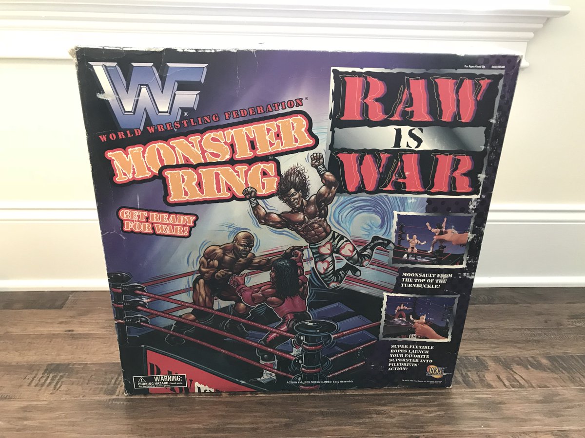 TBTheClockToys's tweet photo. 1997 (JAKKS Pacific) "WWF" (MONSTER RING) "RAW IS WAR" Playset just added to store. #JAKKS #JAKKSPacific #Titan #TitanSports #WWF #WorldWrestlingFederation #MonsterRing #WrestlingRing #Ring #Playset #RawIsWar #Raw #War #GetReadyForWar #Turnbuckle #Wrestling #Piledriver #Moonsault https://t.co/Ef3J3NQnEV