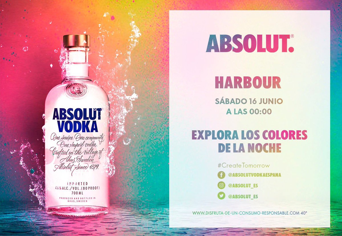 Este sábado 16 de junio Explora los Colores de la Noche con <a href="/Absolut_ES/">ABSOLUT.</a>

Venid al mejor Pub de fiesta en #VillagarciaDeArousa

#HARBOURrizate