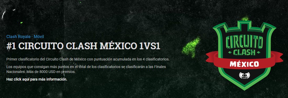 ¡Los seguidores de <a href="/LVPmex/">LVP Liga de Videojuegos Profesional México.</a>🇲🇽 van volando con las inscripciones al Circuito Clash!

Y lo mejor es que sabemos que podemos ser más, todos tenemos ganas de formar parte de la escena profesional de Clash Royale 🙌

Registros:
➡️ circuitosclash.com