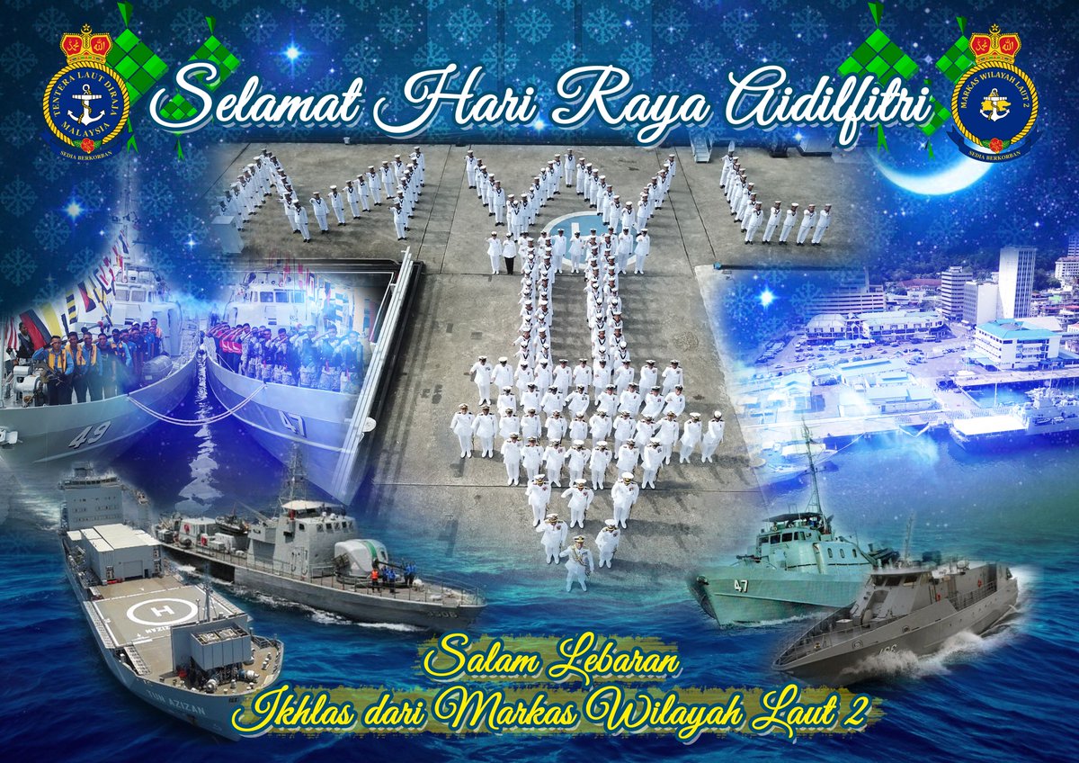 Dari Laut Sulu hingga ke Laut Sulawesi
Dagang si Nakhoda tidak terhenti
1 Syawal kami tinggalkan anak isteri
Kedaulatan perairan negara keutamaan kami

#SelamatHariRayaAidilFitri 1439H Maaf Zahir Batin. Doa buat para perwira di perbatasan!

<a href="/MPA_Timur/">HQ Eastern Fleet</a> <a href="/tldm_rasmi/">Royal Malaysian Navy</a> <a href="/MINDEFMalaysia/">MINDEF Malaysia</a>