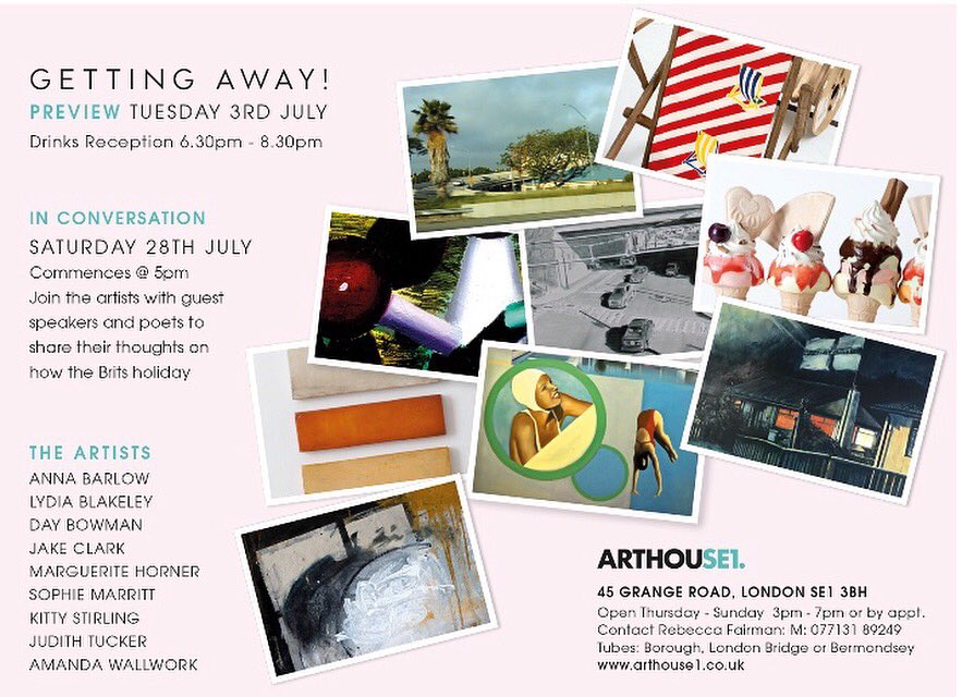 Delighted to announce my inclusion in this group exhibition coming soon <a href="/Arthouse1London/">ARTHOUSE1</a> 
Getting Away! Curated by <a href="/daybowman/">Damyon Rosemary</a>. Save the opening date Tuesday July 3 6:30-8:30pm