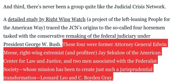 Speaking of Trumpland, Leo is very close w/Trump lawyer Jay Sekulow. They are 2 of the "4 horsemen" of the GOP judiciary coup. https://www.thedailybeast.com/dark-money-group-attacks-obamas-supreme-court-picks-before-theyre-even-nominated32/
