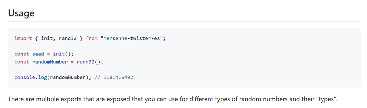 TheLarkInn's tweet photo. Sometimes when you find a project you want to convert to modules, you end up down the rabbit hole and converting its dependencies to modules. 😂
Here is a blazing-fast 😂 zero-config #0CJS implementation of MersenneTwister (by @boo1ean) in ES Modules.
https://t.co/328cE6W11H https://t.co/wBtfMlVJ5J