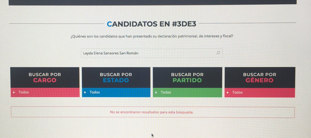 tintasepia's tweet photo. @LaydaSansores @DeniseMaerker @El_Universal_Mx @Reforma @Pajaropolitico @VerificadoMX @lopezdoriga @Telenewsmex @puntoporpuntomx @revistaproceso @lajornadaonline @AristeguiOnline @brozoxmiswebs Layda Sansores, tu declaración tres de tres #3de3 no está en la página como candidata a la Alcaldía de Álvaro Obregón. 

#LadyFacturas https://t.co/47htTksHMg