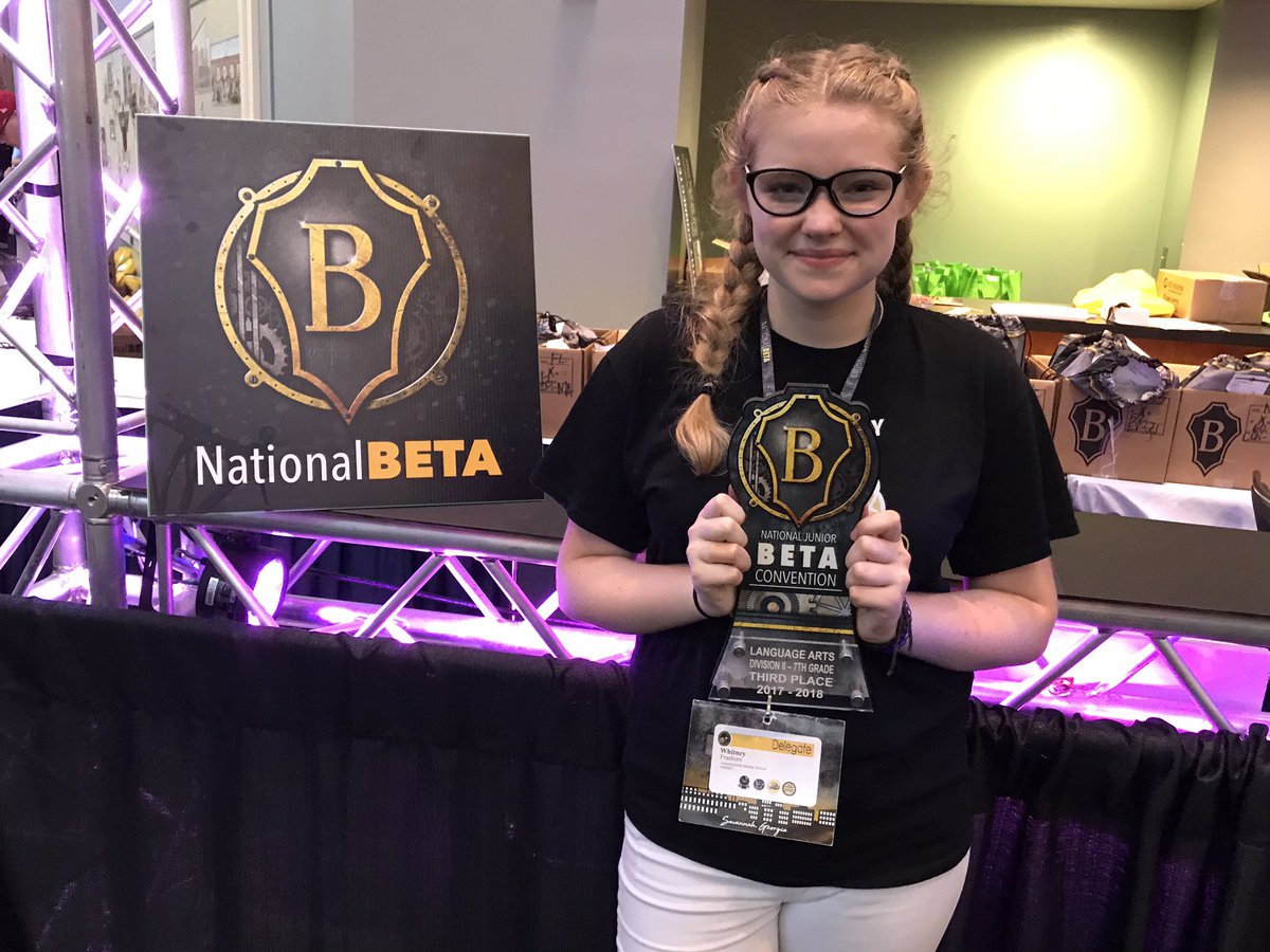 KirbySmithCISD's tweet photo. Congrats to Whitney Frashure- 3rd place in Language Arts at the National Beta Convention!!!  #Eaglepride #Changinglives https://t.co/yQuhcYmACd