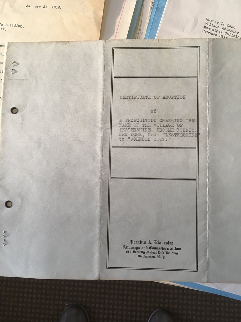 MEdwardsWrites's tweet photo. Fascinating night at Your Home Public Library tonight. Thank you @BCLainhart for showing me the charter changing the name from Lestershire to Johnson City, NY with the Post Masters confirmation letter. #jcny Oh what we have in our attics! https://t.co/oNFdZaEWih