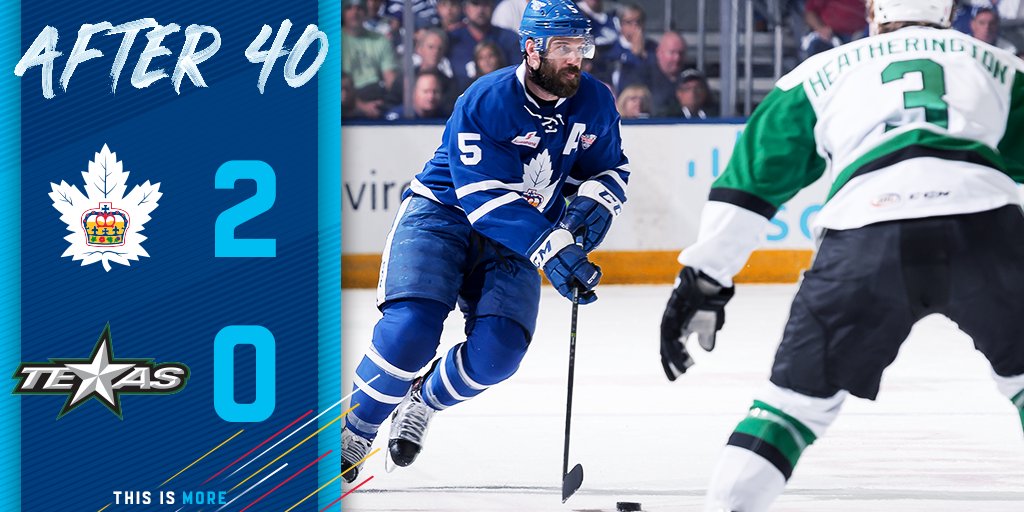 TorontoMarlies's tweet photo. AFTER 40: #Marlies continue to lead 2-0 following a scoreless second period.

Shots are 34-17 in favour of the Marlies.

#MarliesLive https://t.co/mPUPdISmOv