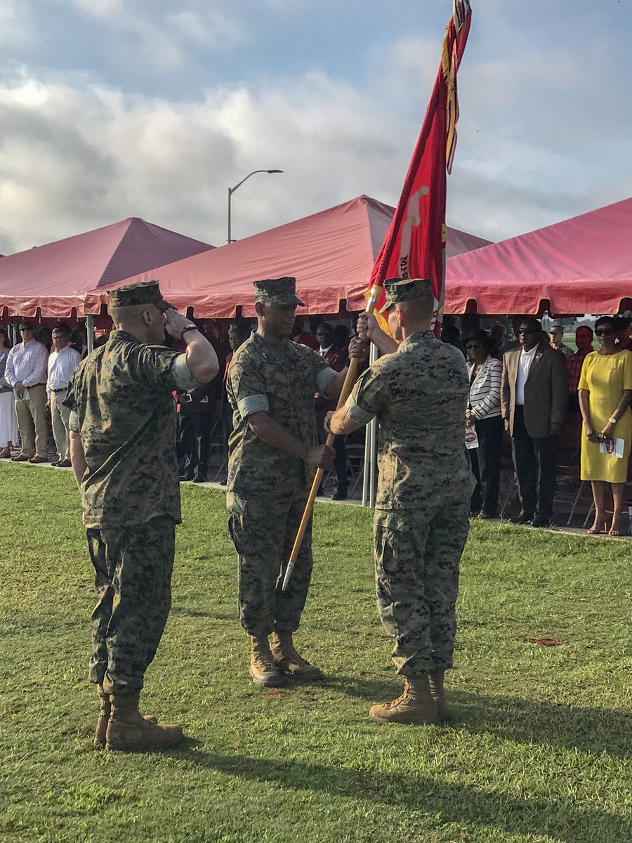During a change of command ceremony aboard Marine Corps Logistics Base Albany, Maj.Gen. Craig C. Crenshaw, commanding general, Marine Corps Logistics Command, relinquished Command to Brig. Gen. Joseph Shrader, June 14.