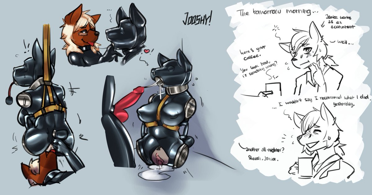JooshyDooshy's tweet photo. Personal art featuring some fun d-ring use, the best way to practice nugget porn without the mess involved with amputation!

#NSFW #Bondage #BDSM #Furry #Furries #Rubber #Latex https://t.co/sqzeDeJP5F