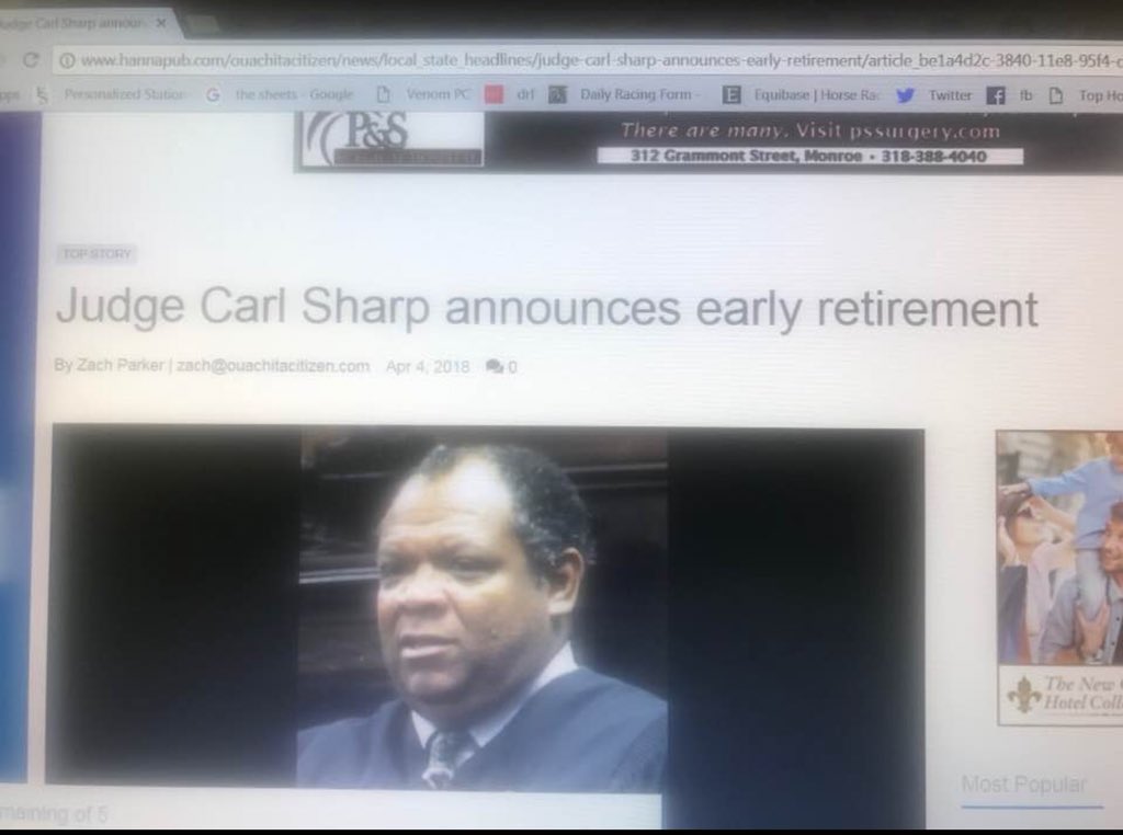 juliebutera's tweet photo. This is the #Louisiana #JudgeCarlSharp that believes it’s ok to kill and abuse innocent #animals . #Dogs #killers #crime #NoJustice #JusticeNotServed #AnimalAbuse is not ok . #KillersWalk #NewOrleans #BatonRouge He should’ve retired long ago . #RetireYesterday https://t.co/A9nK6NI9Iy