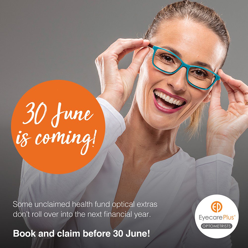 eyecareplus's tweet photo. Does your health fund extras reset soon? Don't forget to use any unclaimed optical extras before they run out. Find your nearest Eyecare Plus Optometrist: https://t.co/Wgu6S43mDN https://t.co/YCPYOYcnDS