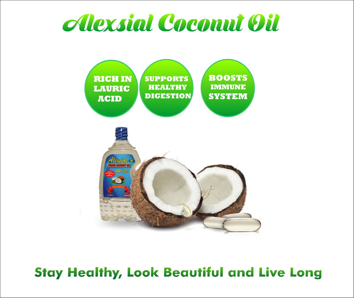 AlexsialOil's tweet photo. it's all about the essentials. The 3 essential benefits of Alexsial Coconut Oil (edible) makes it an ideal food for health conscious individual. 
>Rich in Lauric Acid
>Supports Healthy Digestion
>Boosts the Immune System https://t.co/xfJpC4THS5
